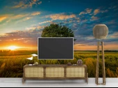 Bulut Ağaç Gündoğumu Manzaralı Duvar Kağıdı Baskı thumbnail 3