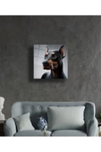 AlpiLeo Asil Bakış Doberman Portresi Alp Özel Cam Tablo Hediyelik Büyük Tablo Ev Ofis Dekoru thumbnail 2