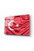 AlpiLeo Türk Bayrağı Kırmızı Alp Özel Cam Tablo thumbnail 1