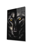 AlpiLeo Sarı Gözlü Kurt Hayvan Portresi Alp Özel Cam Tablo, Ev Ve Ofis Duvar Dekoru, Hediyelik Tablo thumbnail 1