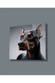 AlpiLeo Asil Bakış Doberman Portresi Alp Özel Cam Tablo Hediyelik Büyük Tablo Ev Ofis Dekoru thumbnail 1
