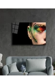 AlpiLeo Kadın Yüzü Fütüristik Illüstrasyon Alp Özel Cam Tablo thumbnail 2