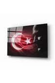 AlpiLeo Türk Bayrağı Ve Atatürk Silüet 2 Alp Özel Cam Tablo thumbnail 1