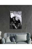 AlpiLeo Siyahi Altın Hatlı Kadın Dumanlı Alp Özel Cam Tablo, Ev Ve Ofis Duvar Dekoru thumbnail 2
