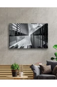 AlpiLeo Siyah Beyaz Geomeetrik Alp Özel Cam Tablo, Ev Ve Ofis Duvar Dekoru thumbnail 2