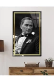 AlpiLeo Gold Şerit Siyah Beyaz Yapay Zeka Atatürk Alp Özel Cam Tablo, Uv Baskılı Ve Temperli, Hediyelik thumbnail 2