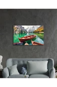 AlpiLeo Kayık Ve Göl Manzara Doğa Alp Özel Cam Tablo, Ev Ve Ofis Duvar Dekoru thumbnail 3