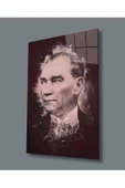 AlpiLeo Atatürk Portresi Uv Baskılı Alp Özel Cam Tablo, Ev Ve Ofis Duvar Dekoru Hediyelik thumbnail 1