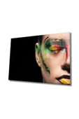 AlpiLeo Kadınlar Renkli Yüz Alp Özel Cam Tablo, Ev Ve Ofis Duvar Dekoru Hediyelik Tablo thumbnail 1