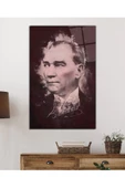 AlpiLeo Atatürk Portresi Uv Baskılı Alp Özel Cam Tablo, Ev Ve Ofis Duvar Dekoru Hediyelik thumbnail 2