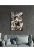 AlpiLeo Siyahi Altın Hatlı Kadın Dumanlı Alp Özel Cam Tablo, Ev Ve Ofis Duvar Dekoru thumbnail 2
