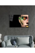 AlpiLeo Kadınlar Renkli Yüz Alp Özel Cam Tablo, Ev Ve Ofis Duvar Dekoru Hediyelik Tablo thumbnail 2
