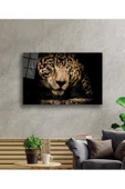 AlpiLeo Kaplan Hayvan Vahşi Alp Özel Cam Tablo, Ev Ve Ofis Duvar Dekoru thumbnail 2