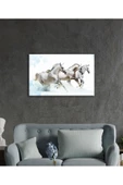 AlpiLeo Beyaz Atlar Hayvanlar Alp Özel Cam Tablo, Ev Ve Ofis Duvar Dekoru thumbnail 3