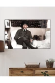 AlpiLeo Takım Elbiseli Oturan Atatürk Alp Özel Cam Tablo thumbnail 2