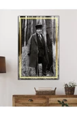 AlpiLeo Gold Şerit Siyah Beyaz Atatürk Alp Özel Cam Tablo, Uv Baskılı Ve Temperli, Hediyelik thumbnail 2
