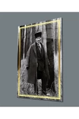 AlpiLeo Gold Şerit Siyah Beyaz Atatürk Alp Özel Cam Tablo, Uv Baskılı Ve Temperli, Hediyelik thumbnail 1