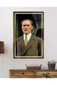 AlpiLeo Gold Şerit Takım Elbiseli Atatürk Alp Özel Cam Tablo, Uv Baskılı Ve Temperli, Hediyelik thumbnail 2