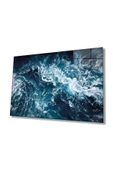 AlpiLeo Mavi Deniz Dalgası Soyut Alp Özel Cam Tablo, Ev Ve Ofis Duvar Dekoru thumbnail 1