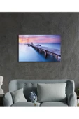 AlpiLeo Gün Batımı Manzarası Ahşap Köprü Alp Özel Cam Tablo, Ev Ve Ofis Duvar Dekoru thumbnail 3
