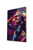 AlpiLeo Rengarenk Parıltılı Kadın Alp Özel Cam Tablo, Ev Ve Ofis Duvar Dekoru thumbnail 1