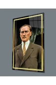 AlpiLeo Gold Şerit Takım Elbiseli Atatürk Alp Özel Cam Tablo, Uv Baskılı Ve Temperli, Hediyelik thumbnail 1