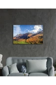 AlpiLeo Yeşil Ağaçlı Dağ Manzarası Ve Gökyüzü Alp Özel Cam Tablo, Ev Ve Ofis Duvar Dekoru thumbnail 3