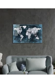 AlpiLeo Gri Eskitme Dünya Haritası Alp Özel Cam Tablo, Ev Ve Ofis Duvar Dekoru thumbnail 3