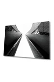 AlpiLeo Siyah Beyaz Geometrik Bina Alp Özel Cam Tablo, Ev Ve Ofis Duvar Dekoru thumbnail 1