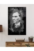 AlpiLeo Atatürk Portresi Siyah Beyaz Alp Özel Cam Tablo, Uv Baskılı Ve Temperli, Hediyelik thumbnail 2