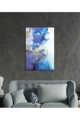 AlpiLeo Mavi Renkli Soyut Alp Özel Cam Tablo, Ev Ve Ofis Duvar Dekoru thumbnail 3