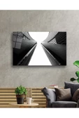 AlpiLeo Siyah Beyaz Geometrik Bina Alp Özel Cam Tablo, Ev Ve Ofis Duvar Dekoru thumbnail 2