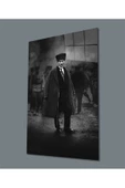 AlpiLeo Siyah Beyaz Pardesülü Atatürk Alp Özel Cam Tablo thumbnail 1