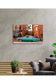 AlpiLeo Klasik Araba Sokak Bina Alp Özel Cam Tablo, Ev Ve Ofis Duvar Dekoru thumbnail 2