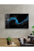 AlpiLeo Siyah Mavi Geometrik Alp Özel Cam Tablo, Ev Ve Ofis Duvar Dekoru thumbnail 2