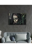 AlpiLeo Kafatası Makyajı Yerli Kadın Alp Özel Cam Tablo, Ev Ve Ofis Duvar Dekoru thumbnail 2