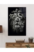 AlpiLeo Aslan Hayvan Portresi Alp Özel Cam Tablo, Ev Ve Ofis Duvar Dekoru thumbnail 2
