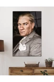 AlpiLeo Takım Elbiseli Atatürk Alp Özel Cam Tablo, Uv Baskılı Ve Temperli, Hediyelik thumbnail 2