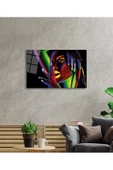 AlpiLeo Yeşil Sarı Kırmızı Mor Parıltılı Kadın Alp Özel Cam Tablo, Ev Ve Ofis Duvar Dekoru thumbnail 2