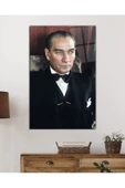 AlpiLeo Yakışıklı Papyonlu Takım Elbiseli Atatürk Alp Özel Cam Tablo thumbnail 2