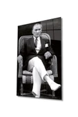 AlpiLeo Atatürk Portresi Alp Özel Cam Tablo, Ev Ve Ofis Duvar Dekoru thumbnail 1