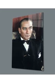 AlpiLeo Yakışıklı Papyonlu Takım Elbiseli Atatürk Alp Özel Cam Tablo thumbnail 1