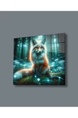 AlpiLeo Ormanın Işıltısı Neon Tilki Alp Özel Cam Tablo, Hediyelik Tablo, Ev Ofis Dekoru thumbnail 1