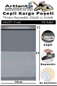 Plastik Kargo Poşeti Cepli 18x25+5 cm 50 Adet 1 Paket Ekonomik Cepli Kargo Poşeti Dayanıklı Gri Esnek - 1