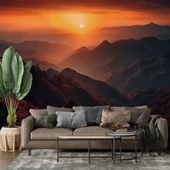 Dağda Günbatımı Manzaralı Duvar Kağıdı Baskı thumbnail 1