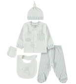 uğurböceğiçocuk Aziz Bebe Çizgili Bulut Ayı Nakışlı 5'li Hastane Çıkışı 5322 thumbnail 7