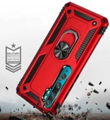 Xiaomi Mi Note 10 Kılıf Vega Tank Sert Yüzüklü Standlı Zırh Koruma Kapak - 5