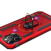 iPhone 12 Pro Max Kılıf Vega Tank Sert Yüzüklü Standlı Zırh Koruma Kapak - 5