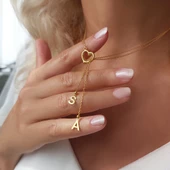 Vaoov 925 Ayar Gümüş Çift Harfli Sallantılı Kalp Kolye thumbnail 3