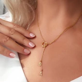 Vaoov 925 Ayar Gümüş Çift Harfli Sallantılı Kalp Kolye thumbnail 5